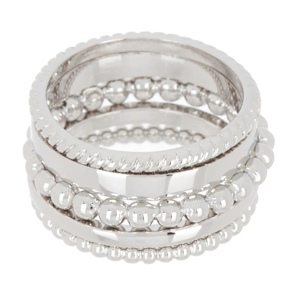 HALOGEN Mixed Texture Metal Ring Stack - Picture 1 of 7